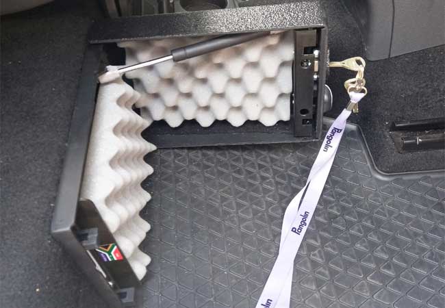 Pangolin Vehicle Handgun Safe in an Amarok